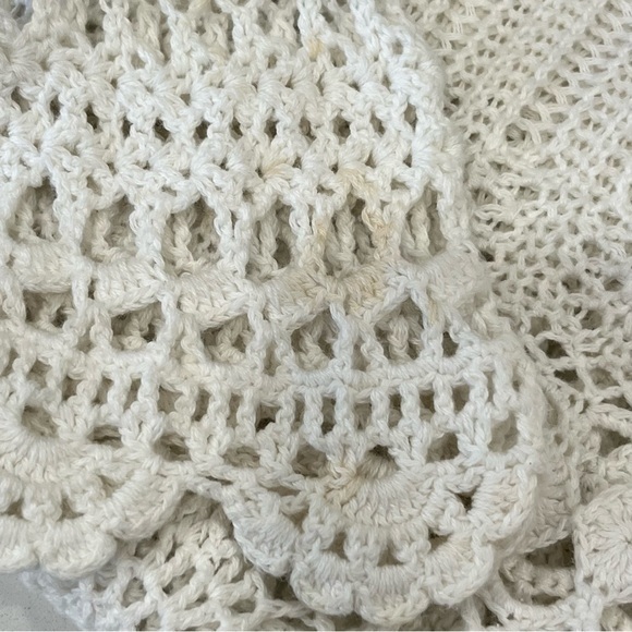 Velvet by Graham Spencer Crochet Knit White Dress V Neck 3/4 Sleeve MIDI Small - Picture 15 of 16